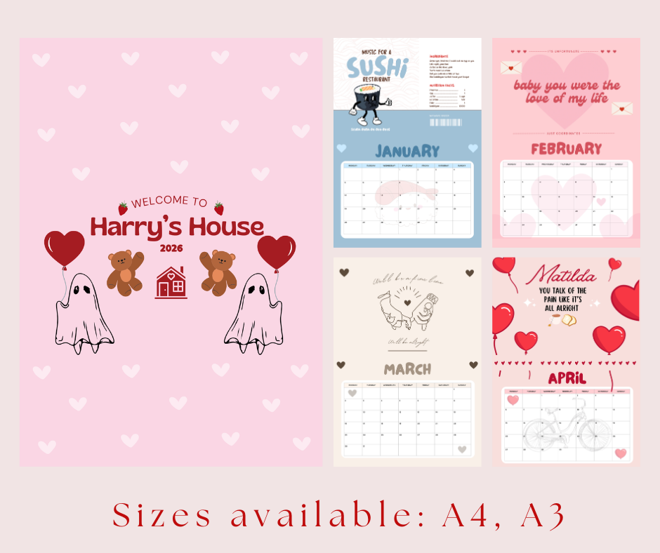 HS inspired 2026 calendar | Harry’s house edition