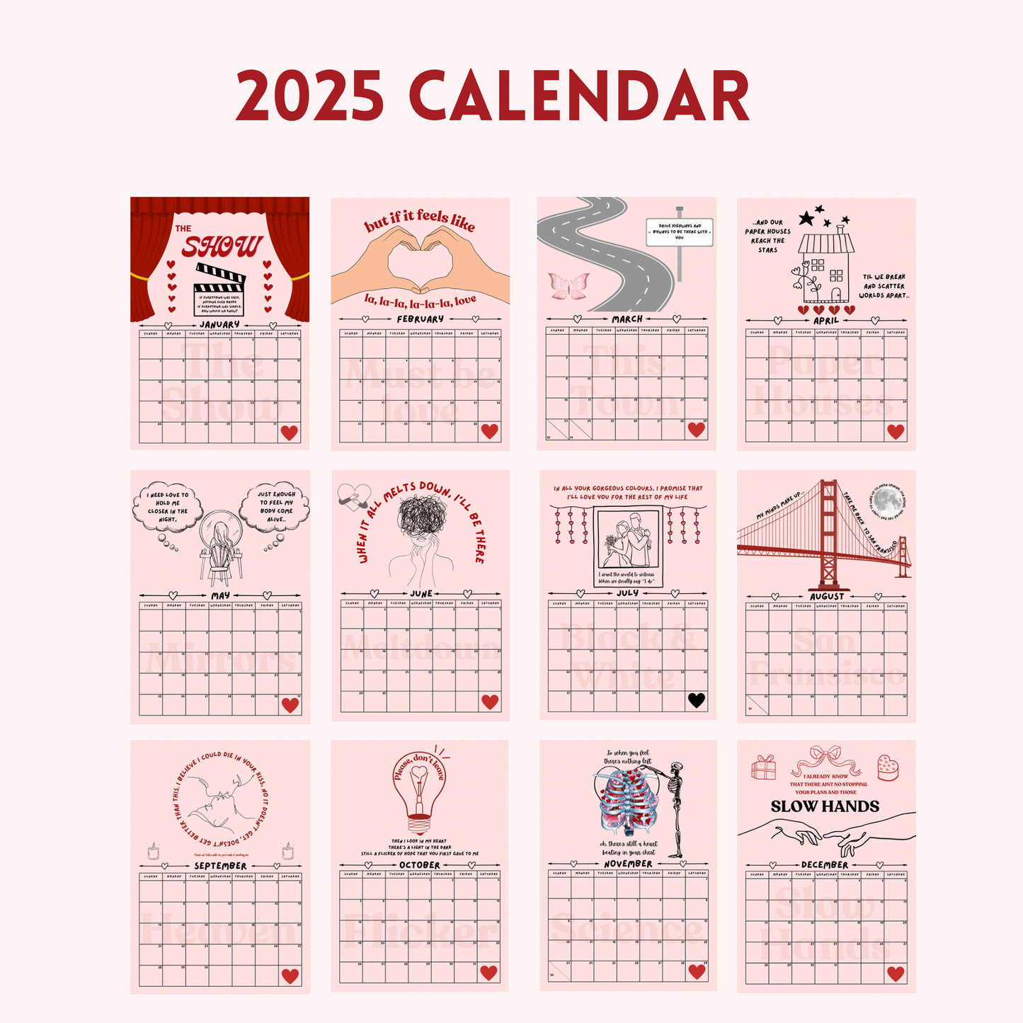 Niall Horan 2025 Calendar Lyric Theme | Niall Horan | Calendar