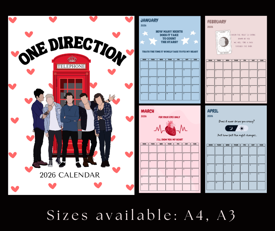 ONE DIRECTION INSPIRED 2026 CALENDAR